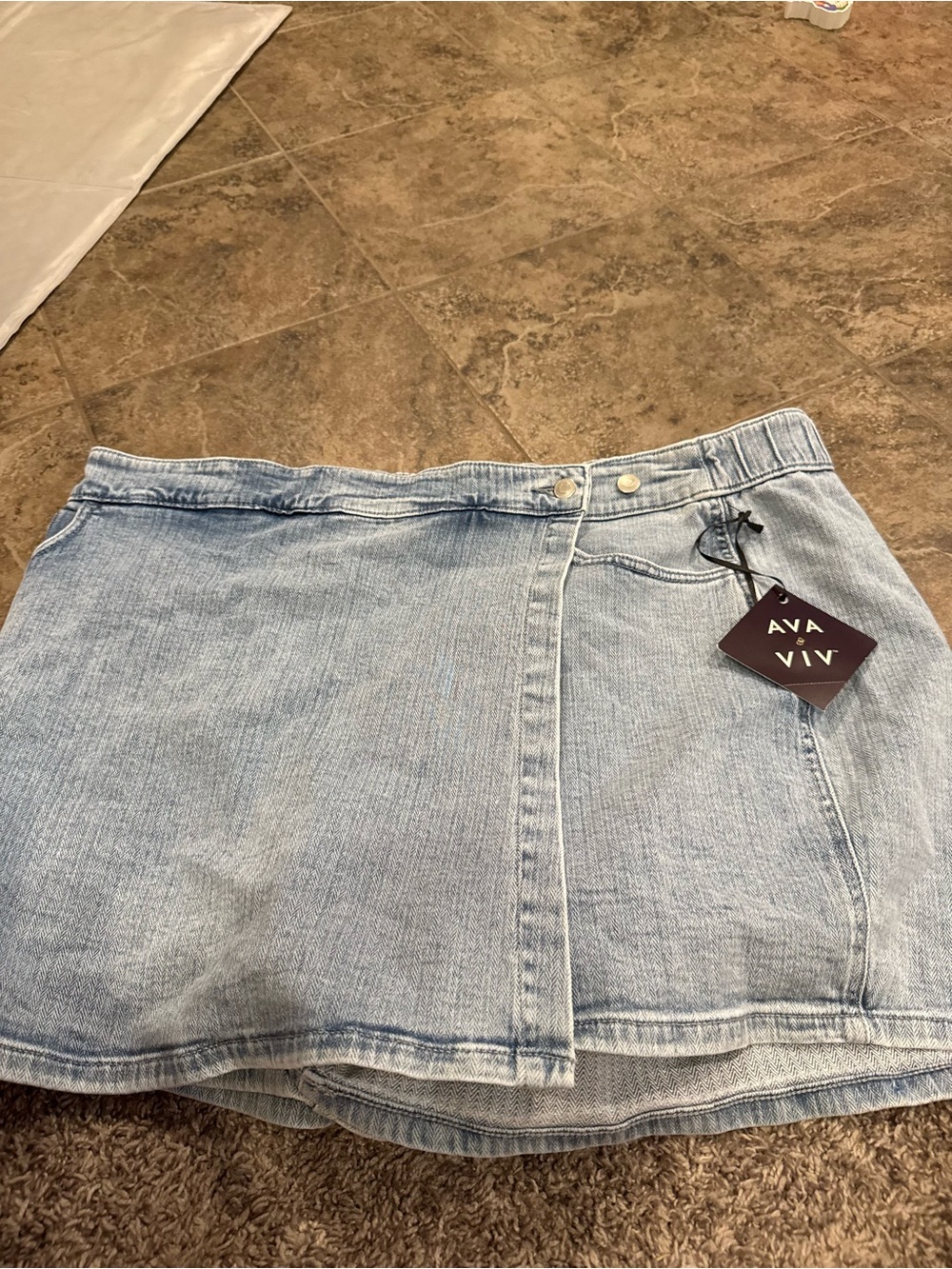 🍍AVA & VIV Light Wash Denim Skirt - Women's Casual A-Line